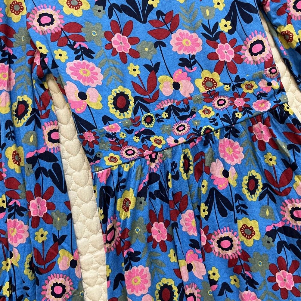 NWOT Boden Jersey Mini Tea Dress Long Moroccan Blue Flora Bloom Size 6L - Picture 9 of 10